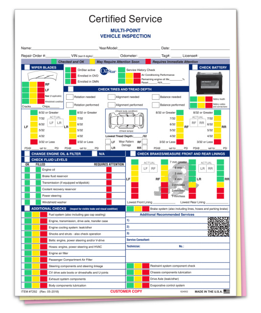 GM-QC-3  • Certified Service Multi-Point Vehicle Inspection, 3 Part